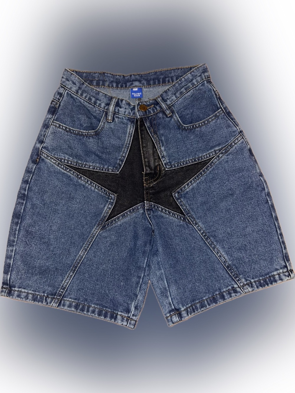 Aelfric Eden Blue Denim Jorts with Black Star - Size 26